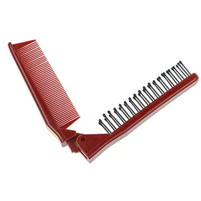 Image of Portable Travel Folding Hair Brush Compact Pocket Comb Double Headed Anti static Combs For Women Men