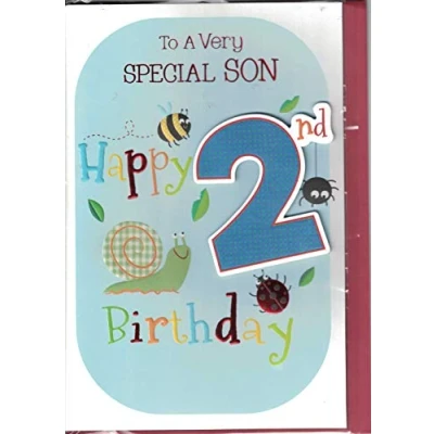Image of prelude Son 2nd Birthday Card To A Very Special Happy Animals Medium Size 23cm x 16cm