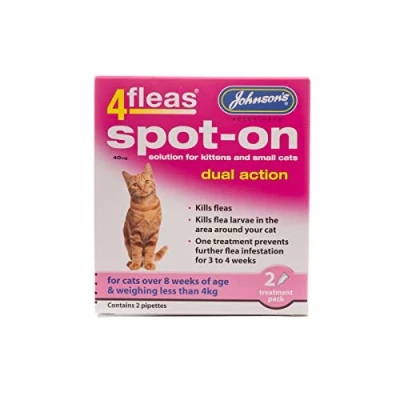 Image of WUNDAPETS JOHNSONS 4FLEAS SPOT ON DUAL ACTION KITTENS &amp; SMALL CATS FLEA TREATMENT, KILLS FLEAS LARVAE