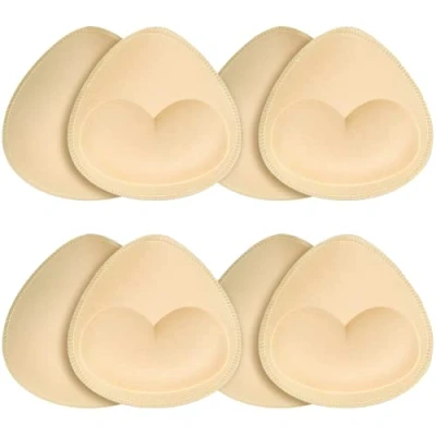 Image of SKENGWEL 4 Pairs Women&#039;s Triangle Bra Pads Inserts Removable Push Up Sports Cups Replacements for Bikini Top Swimsuit (4 Beige b/c)
