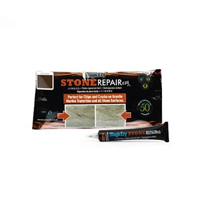 Image of MagicEzy Stone RepairEzy (Chocolate): Travertine, Limestone, Granite, Quartz, or Marble Repair Kit Fix Cracks and Chips Fast Countertop Seam Filler