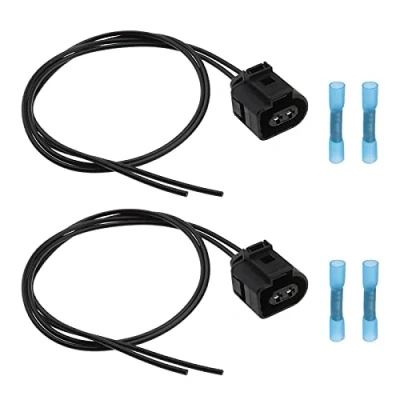 Image of eMagTech 2 Set Connector Plug Headlight Wiring Harness Cable Socket Pin 1J0973722 Wire 0,50mm² 1,50mm² Compatible with VW Audi Seat Skoda