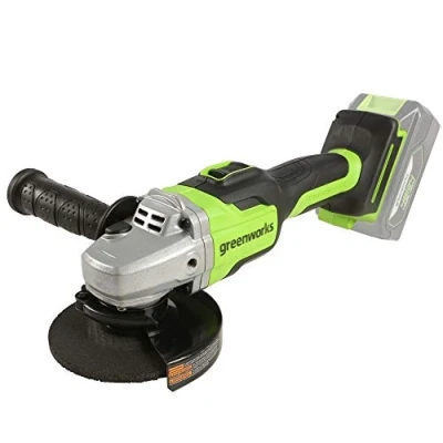 Image of Greenworks GD24AG Cordless Angle Grinder 125mm Disc Blade, 10500rpm, Left or Right Handed WITHOUT 24V Battery &amp; Charger, Black