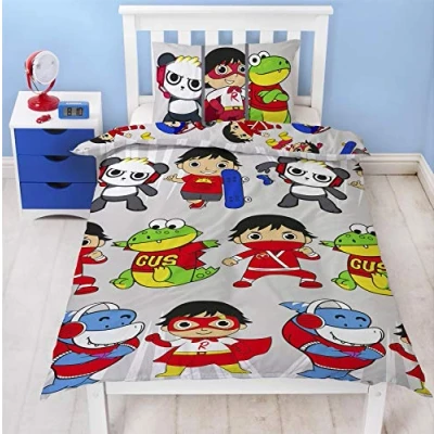 Image of Ryans World Gang Single Duvet Cover Reversible Official Merchandise Bedding Featuring Red Titan, Combo Panda &amp; Gus