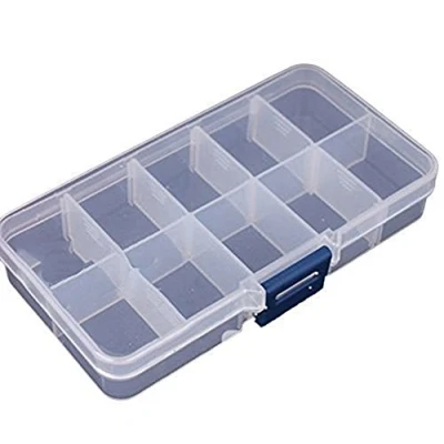 Image of Prettyui Plastic Stackable Organizer Container with Adjustable Dividers, Snack Box 10 Removable Grids Compartments for Jewelry Cosmetics Craft Tackle Pills Beads Bolts and Nuts