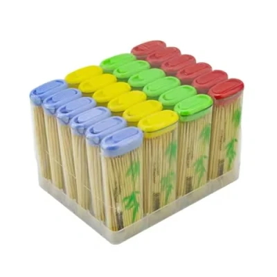 Image of KAV Disposable Bamboo Cocktail Toothpicks 24 Boxes 2000 Sticks, Lighter Shaped Skewers Double side Point, Appetizers Cocktails Fruits Mini Mint for Parties, and Decorations