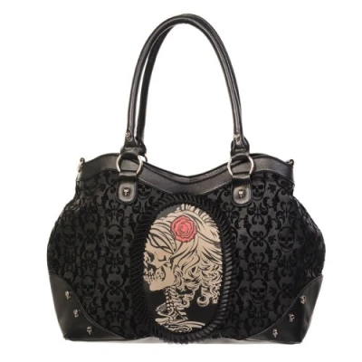 Image of Banned Women&#039;s Steampunk / Victorian Top Handle Bag Skeleton Lady Cameo Shoulder