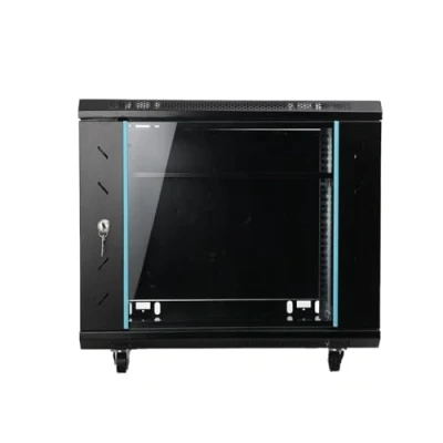 Image of NICCOO 9U Server Rack Data Cabinet Wall Mounted Storage for Home, Office, Room Computer Equipment with Lockable Glass Door and Wheels