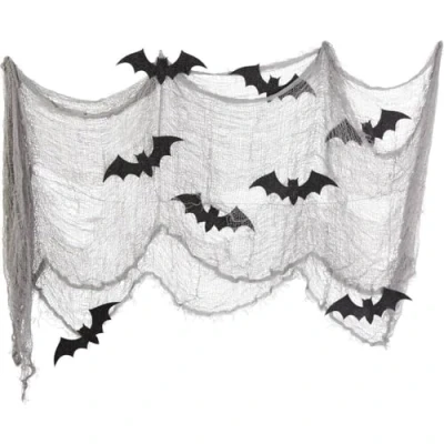 Image of Amscan 220090 Halloween Party Draping Gauze Decoration &amp; Glitter Bats Kit