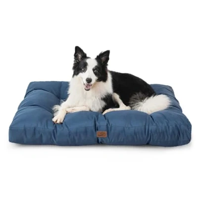 Image of Bedsure Waterproof Dog Bed Large Washable Mattress with Oxford Fabric, Pet Pillow Cushion for Crate, Navy, 91x68x10cm
