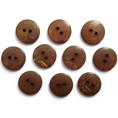 Image of Mother of Pearl Effect Colour Buttons Round 2 Hole Pack 10 (Dark Brown, 18mm)