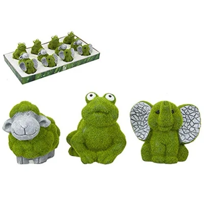 Image of Roots &amp; Shoots SET OF 3 FLOCKED ELEPHANT SHEEP FROG ORNAMENT