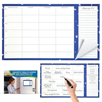 Image of Weekly Magnetic Meal Planner for Fridge with Shopping List Pad, 52 Sheets Pad Food Planner, and
