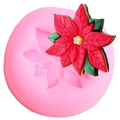 Image of Aisoway 3D Poinsettia Flower Silicone Mold Cupcake Topper Fondant Chocolate Molds Party Cake Decorating Tools Candy Clay Moulds
