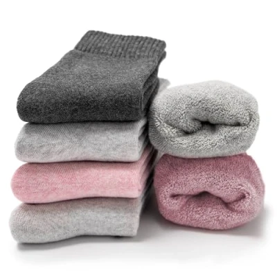 Image of Occulto Women Warm Winter Socks Pack of 6 (Model: Smilla) grey pink 3 5