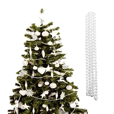Image of 3m Bead Garland Luxury Christmas Tree &amp; Room Decoration 8mm Chain (White)