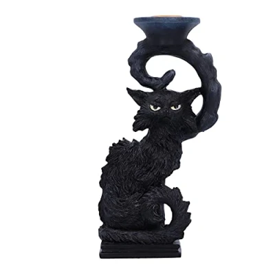 Image of Nemesis Now Salem Black Cat Candlestick Holder, 20cm
