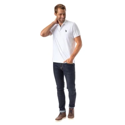 Image of U.S. Polo Assn. Men&#039;s Solid Interlock Shirt, White/Black, XXL