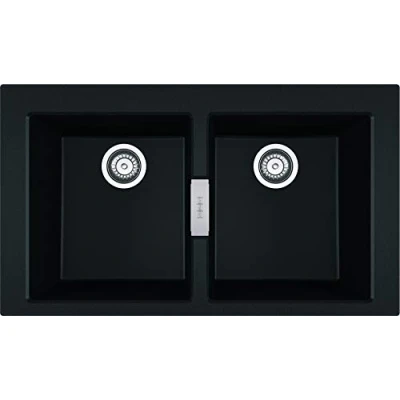 Image of Franke S2D 620 onyx Kitchen Sink Made of Granite (Tectonite) with a Double Bowl Sirius 143.0618.688, Onyx, 80 cm