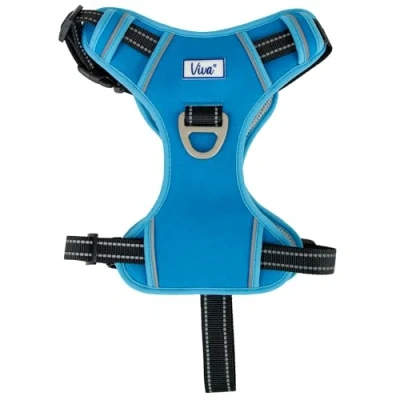 Image of Ancol Viva Exercise and Travel Dog Harness in Blue Comfortable Pet Accessory with Padded Chest 2 Leash Clips XL 80 120cm