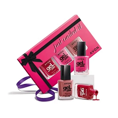 Image of Pack of 3 Gel Shine Nail Enamels ‘Just Nailed it’ boxed gift set by Avon Red is Red, Pink Obsession and Everyday Pretty x 10ml