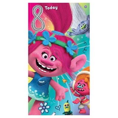 Image of Trolls age 8 Birthday Card