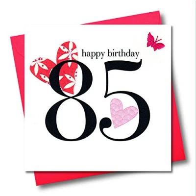 Image of Claire Giles Hearts and Stars Happy 85th Birthday Card Pink