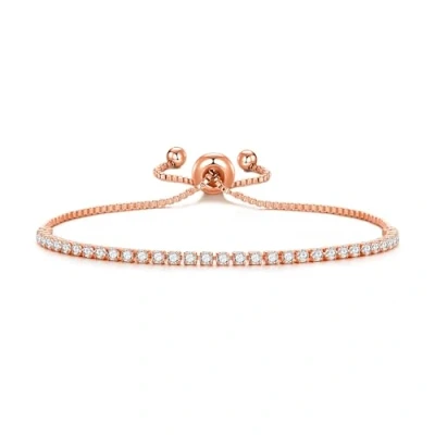 Image of Philip Jones Rose Gold Plated 2mm Adjustable Tennis Bracelet Created with Zircondia® Crystals