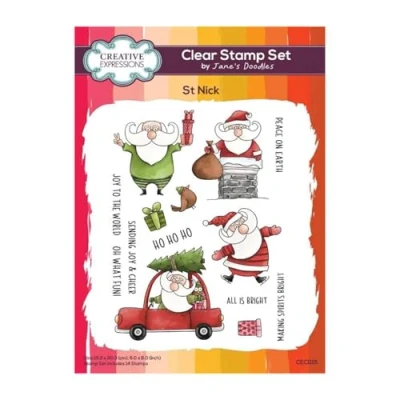 Image of Creative Expressions Jane&#039;s Doodles St Nick 6 in x 8 Clear Stamp Set,