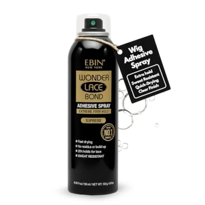 Image of EBIN NEW YORK Wonder Lace Bond Adhesive Spray Supreme Extreme Firm Hold 180ml Use, Fast Drying, No Residue, Build up, Powerful Hold, All day Easy Daily Wig Install