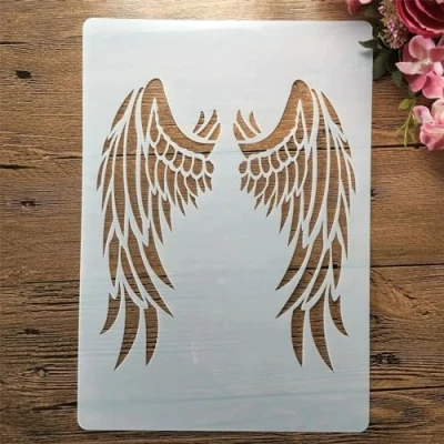 Image of Stencils for Painting,A4 29cm Pair of Angel Wings Reusable Painting on Wood,Stencils Craft,Drawing Template,DIY Art Projects