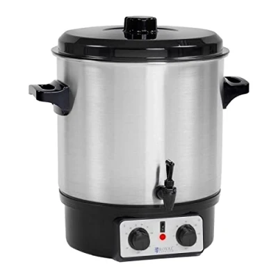 Image of Royal Catering Mulled Wine Warmer Warming Pot RCMW 27S (27 L, 2.000 W, Drain tap, Timer 0120 min, Stainless Steel, Plastic)