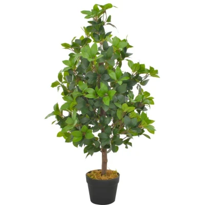Image of vidaXL Artificial Plant Laurel Tree with Pot Green 90 cm