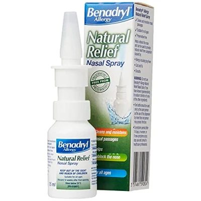 Image of Benadryl Allergy Natural Relief Nasal Spray, Preservative Free Suitable from Birth, 15 ml (Pack of 1)