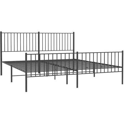 Image of vidaXL Metal Bed Frame without Mattress with Footboard Black 183x213cm