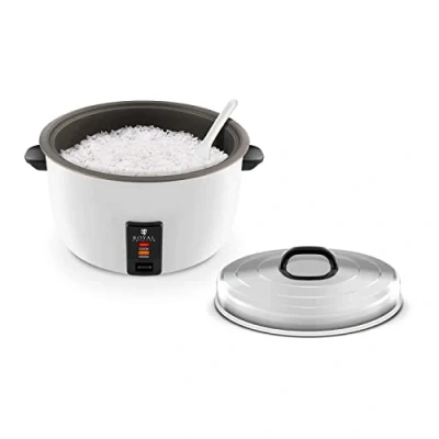 Image of Royal Catering Electric Rice Cooker Commercial Maker Steamer Non Stick Pot 23L 2950W RCRK 10A (Stainless Steel Housing and Pot, Up to 135 Cups Cooked Rice)