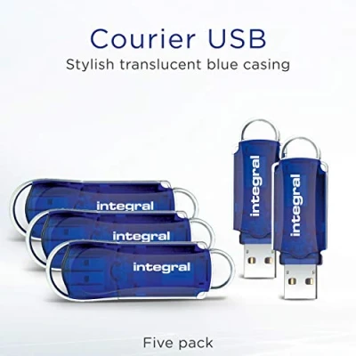 Image of Integral 64GB 5 pack USB Memory 2.0 Flash Drive Courier Blue