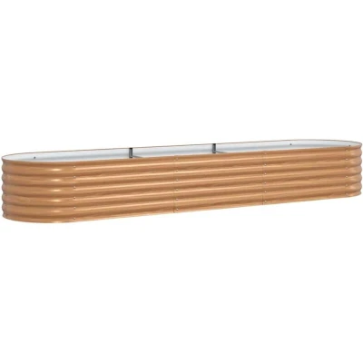 Image of vidaXL Raised Garden Bed Brown with Wood Look 320x80x44 cm Steel