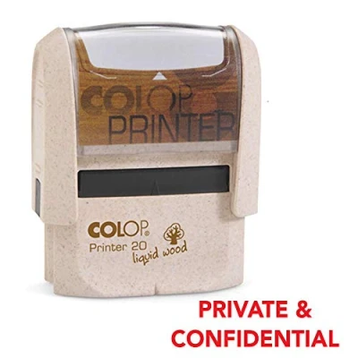 Image of Colop P20 Liquid Wood Private &amp; Confidential Eco Friendly Self Inking Stamp (Red Ink)