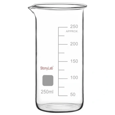 Image of stonylab Glass Beaker, 1 Pack Borosilicate Graduated Tall Beaker with Pouring Spout Lab 250 ml
