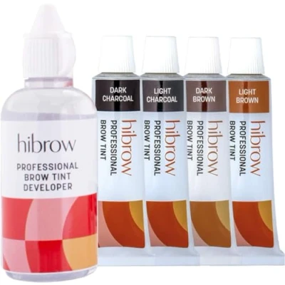 Image of Hi Brow Professional Colour Collection Eyebrow Tinting Kit 4x 15ml Tint, 50ml Tint Developer Semi Permanent Dye Set Bespoke Salon Quality Eye Kits