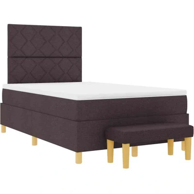 Image of vidaXL Box Spring Bed with Mattress &amp; Bench Dark Brown 120x200 cm Fabric