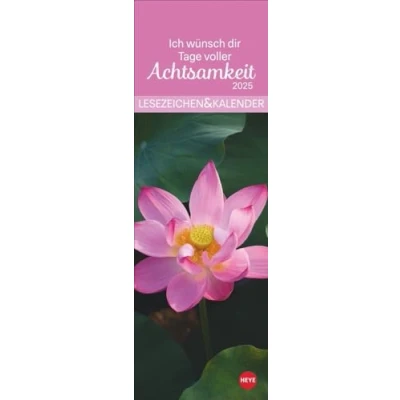 Image of Achtsamkeit Lesezeichen &amp; Kalender 2025: Kleine Aufmerksamkeit. Lesezeichenkalender 2025 zum Aufhängen. 6 x 18 cm mit perforierten Kalenderblättern (Lesezeichen Heye)