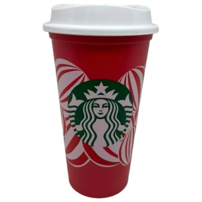 Image of STARBUCKS Festive Christmas Reusable Travel Mug/Cup/Tumbler Grande Medium, 16oz 473ml