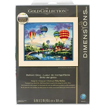 Image of Dimensions &quot;Balloon Glow&quot; Counted Cross Stitch Kit, Multi Colour, 41 x 30 cm