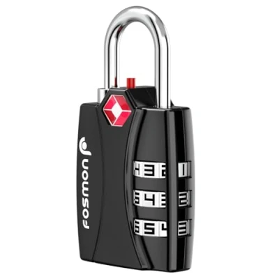 Image of TSA Accepted Luggage Locks, Fosmon Open Alert Indicator 3 Digit Combination Padlock Codes with Alloy Body for Travel Bag, Suit Case, Lockers, Gym, Bike Locks or Other
