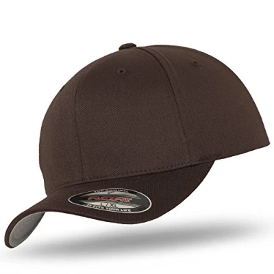 Image of Flexfit Men&#039;s Athletic Baseball Fitted Cap, Brown, XX Large