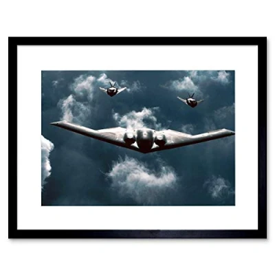 Image of Wee Blue Coo Military Air Plane B 2 Spirit Bomber F 117 Nighthawk Stealth Art Framed Wall Print