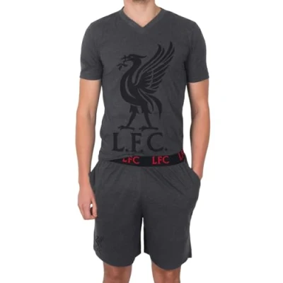 Image of Liverpool FC Official Football Gift Mens Loungewear Short Pyjamas Grey XXL