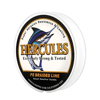Image of Hercules Super Cast 300M 328 Yards Braided Fishing Line 50 LB Test for Saltwater Freshwater PE Braid Fish Lines Superline 8 Strands White, 50LB (22.7KG), 0.37MM